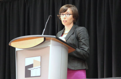 Stephanie Yamkovenko delivers a keynote address.